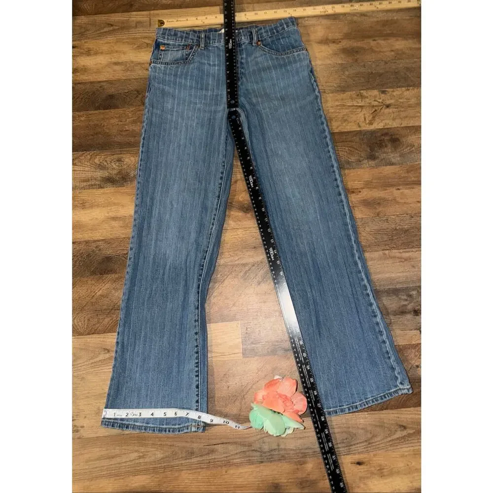 Levi’s girls stripe wide leg blue jeans with adjustable waistband